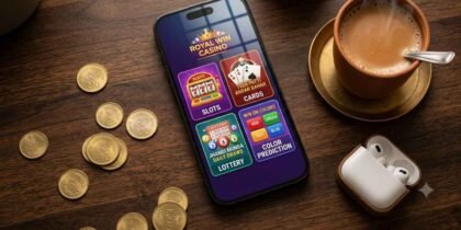 VH777 app game lobby showing slots cards and prediction games